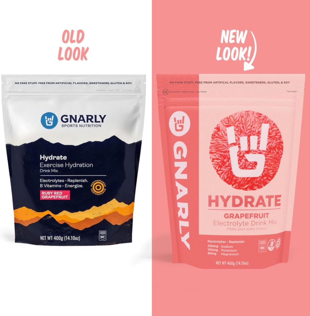 NSF Certified Gnarly Nutrition Hydrate Electrolyte Powder - Ruby Red Grapefruit - 14.10 oz - Exercise Hydration Drink Mix for Performance & Recovery