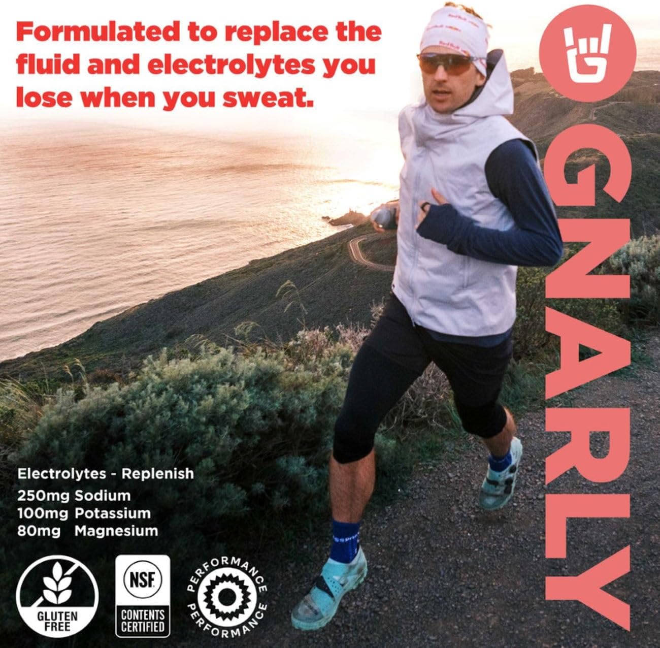 NSF Certified Gnarly Nutrition Hydrate Electrolyte Powder - Ruby Red Grapefruit - 14.10 oz - Exercise Hydration Drink Mix for Performance & Recovery
