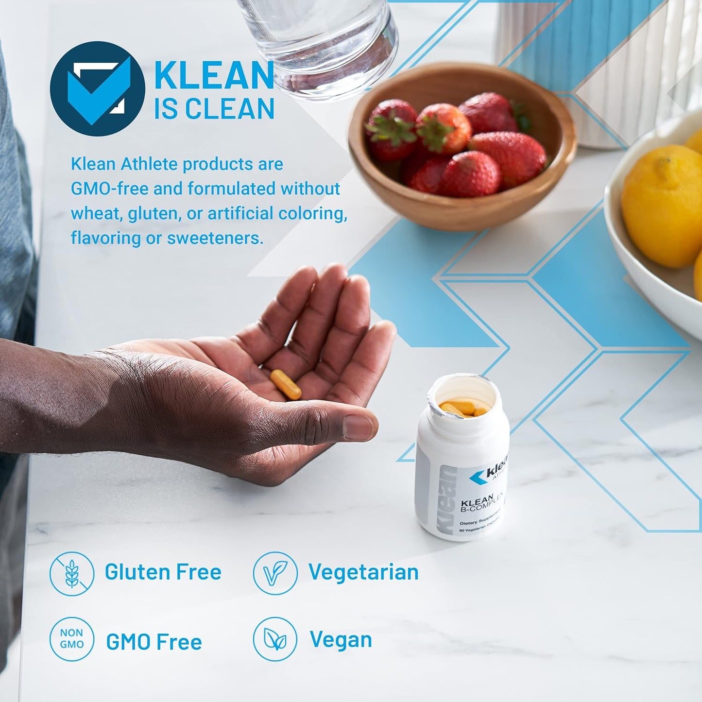 NSF Certified Klean ATHLETE B-Complex Capsules for Energy, Cardiovascular and Cellular Support - 60 Vegetarian Capsules