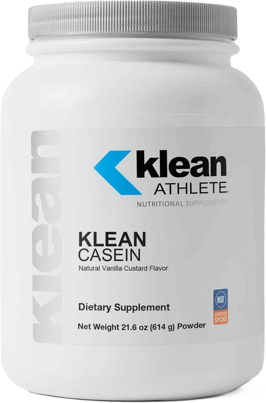 NSF Certified Klean ATHLETE Casein Protein for Recovery & Muscle Support - 21.6 oz Natural Vanilla Custard Flavor