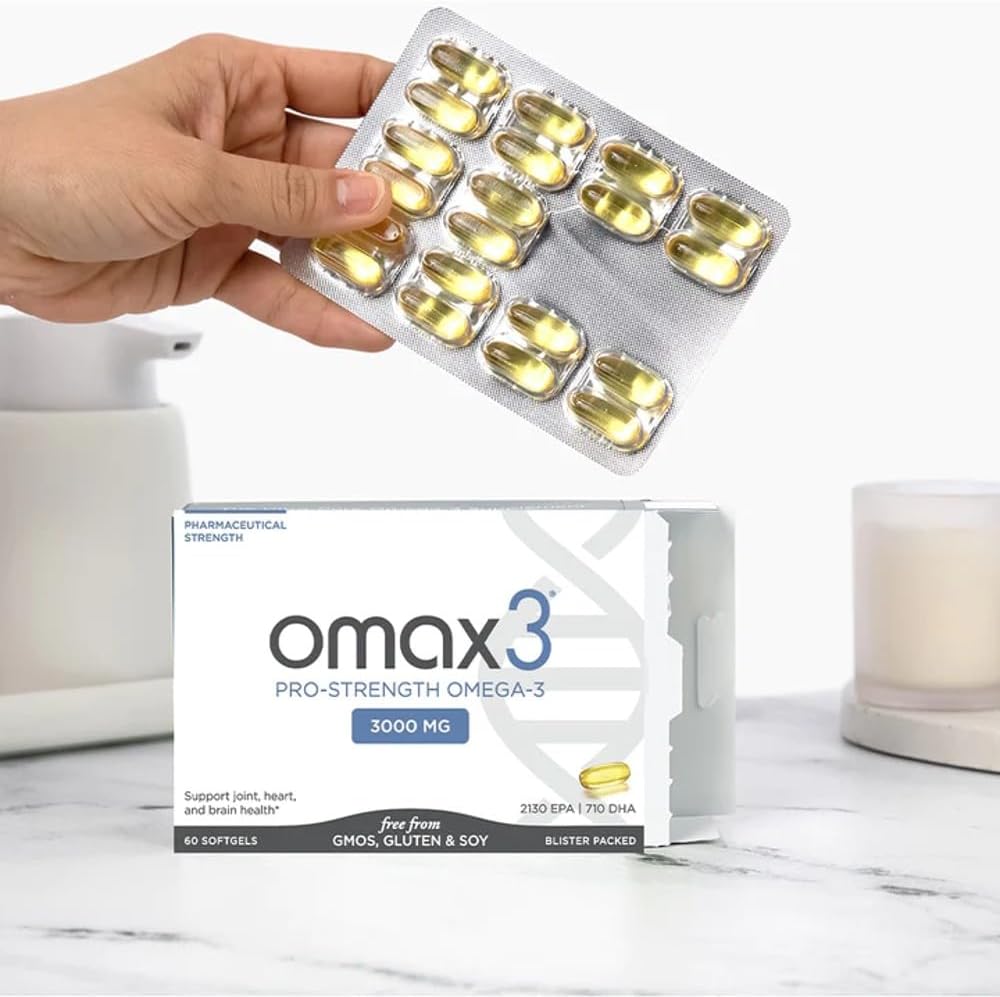 NSF Certified Omax3 Professional Strength Omega-3 Fish Oil Softgels - 1000 mg - Joint & Muscle Support - EPA DHA - 60 Pack