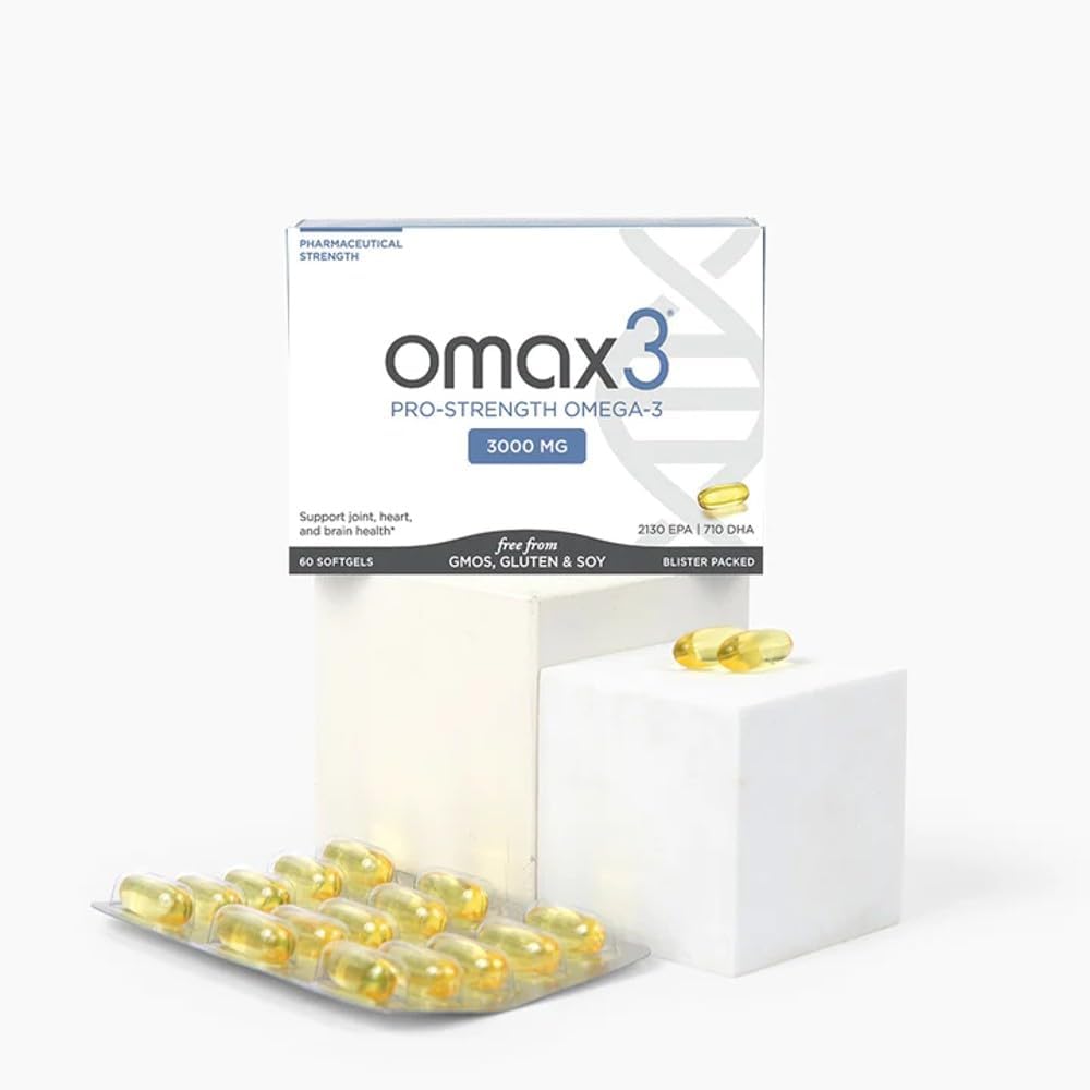 NSF Certified Omax3 Professional Strength Omega-3 Fish Oil Softgels - 1000 mg - Joint & Muscle Support - EPA DHA - 60 Pack