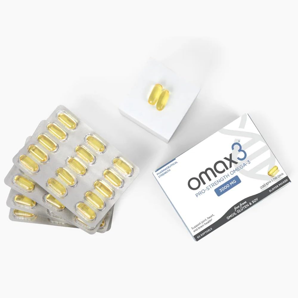NSF Certified Omax3 Professional Strength Omega-3 Fish Oil Softgels - 1000 mg - Joint & Muscle Support - EPA DHA - 60 Pack