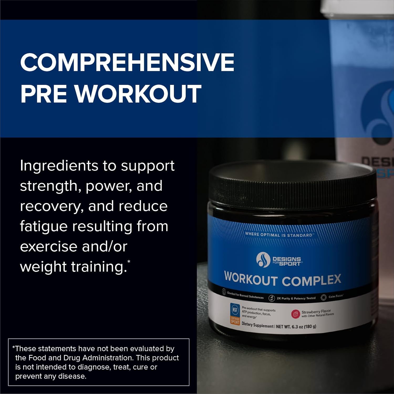 NSF Certified Pre Workout Powder for Sport Workouts - Energy & Recovery - L-Tyrosine, Acetyl L-Carnitine, Creatine, Caffeine - 6.3 oz