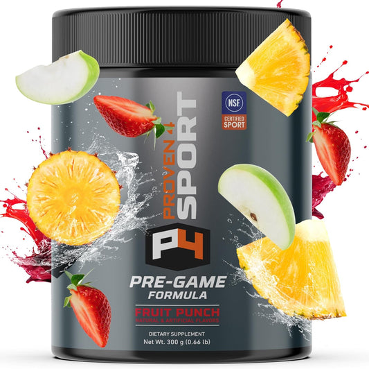 NSF Certified Proven4 Sport Pre Workout Powder with Creatine, Beta Alanine, and Caffeine - Fruit Punch Flavor - 30 Servings for Men and Women