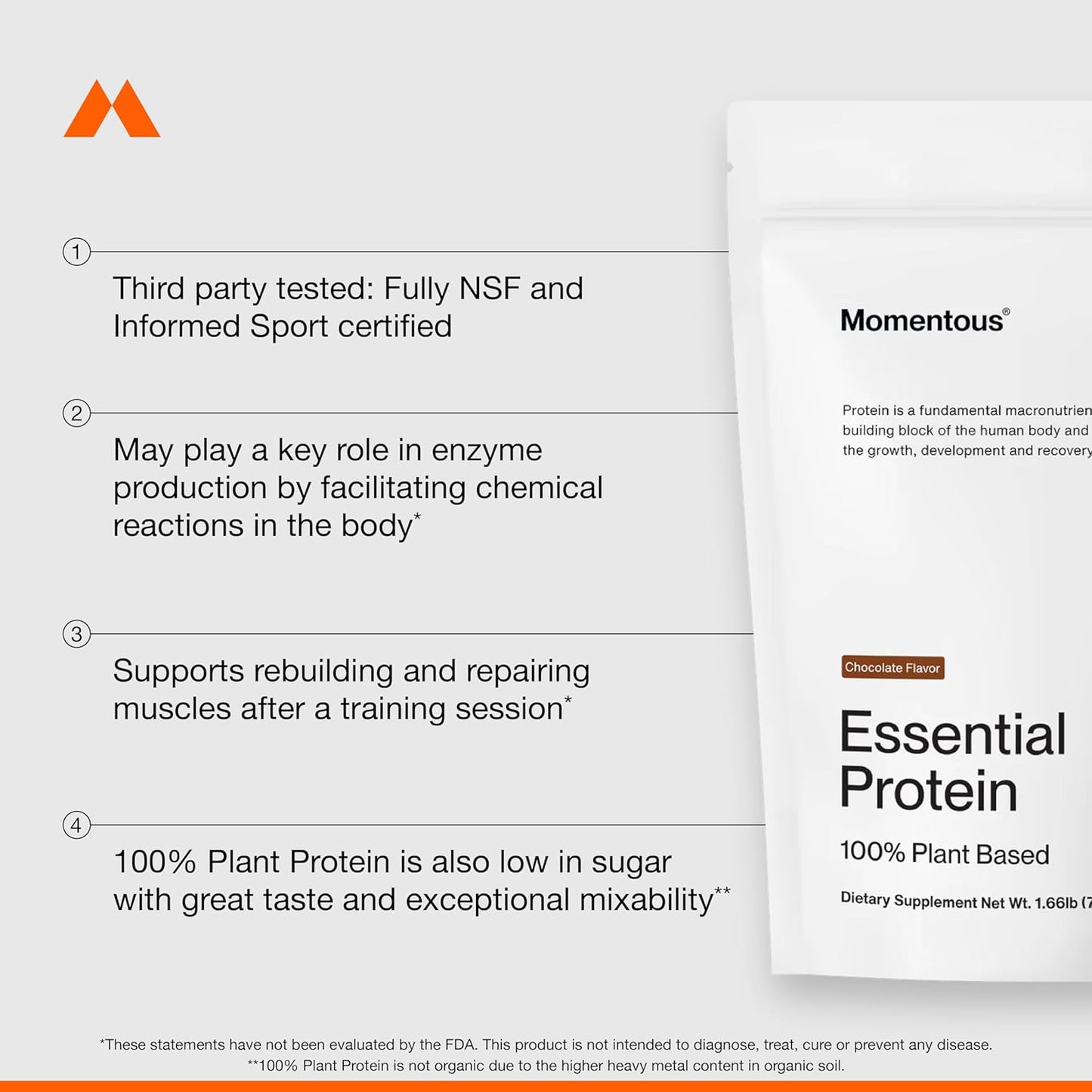NSF Certified Vegan Protein Powder - 20g Plant Based Protein, Gluten-Free Chocolate - 20 Servings