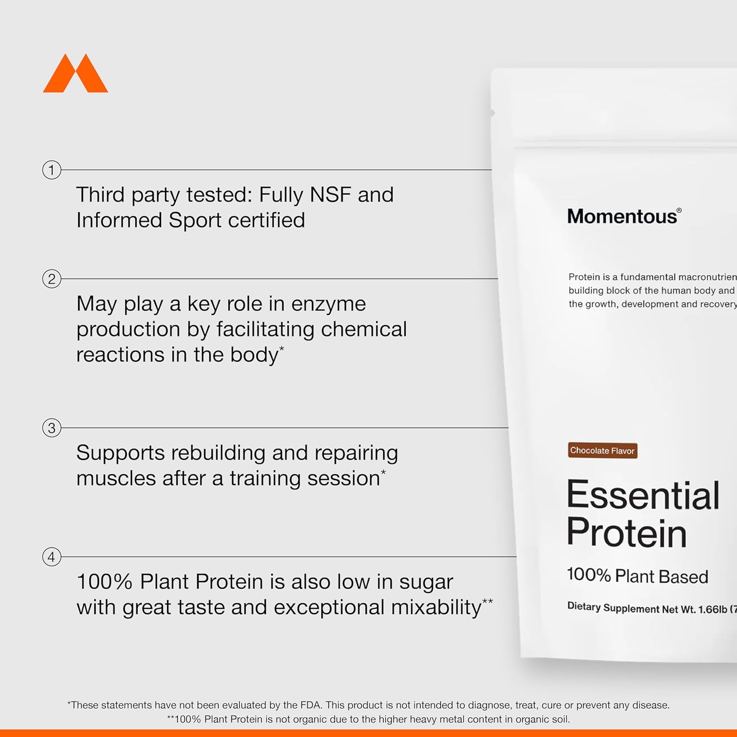 NSF Certified Vegan Protein Powder - 20g Plant Based Protein, Gluten-Free Chocolate - 20 Servings
