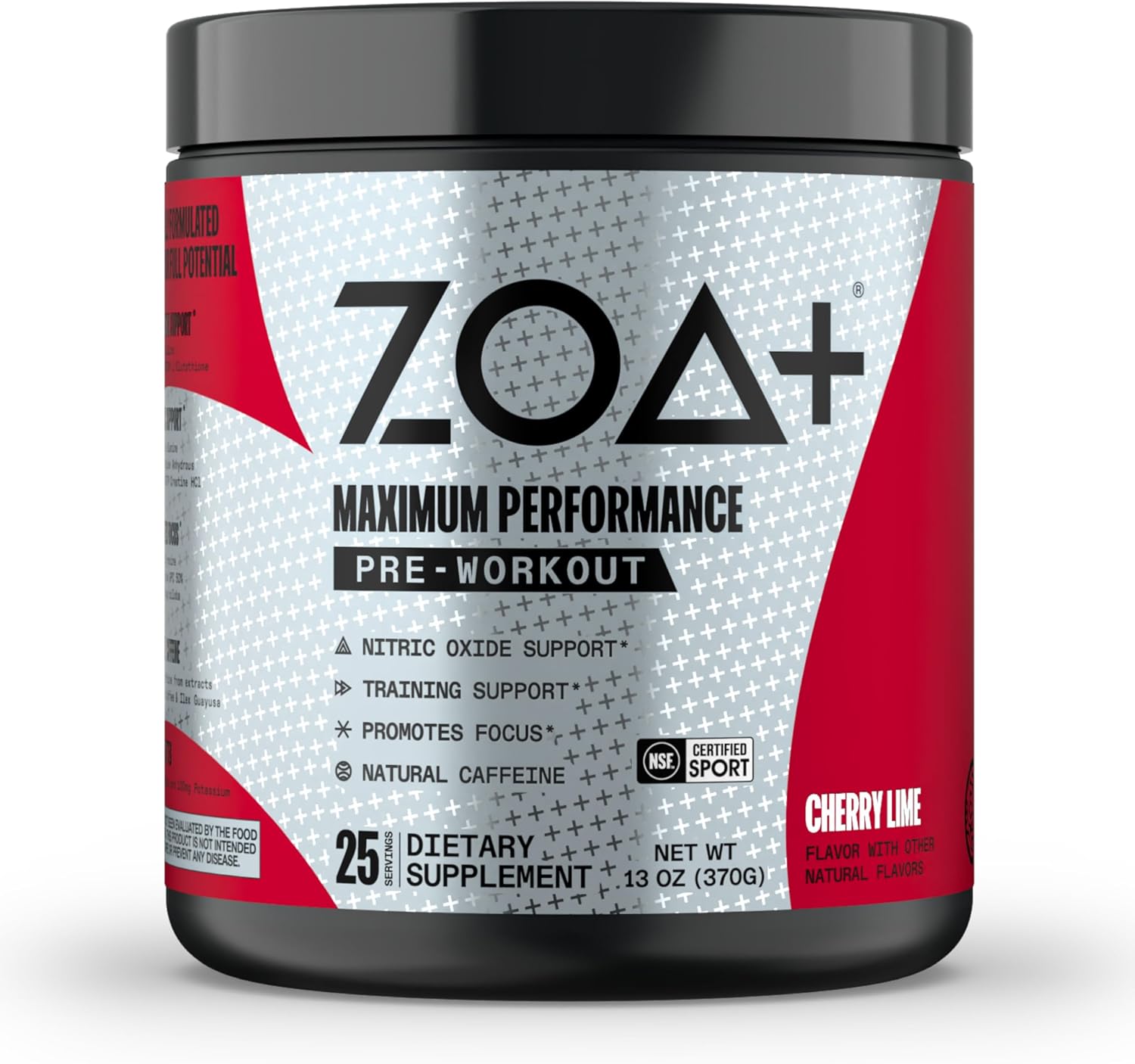 NSF Certified Zero Sugar Cherry Lime Pre Workout Powder with Electrolytes & Caffeine - 25 Servings