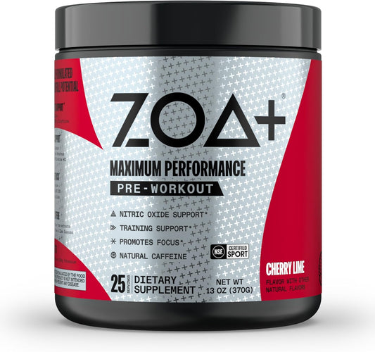 NSF Certified Zero Sugar Cherry Lime Pre Workout Powder with Electrolytes & Caffeine - 25 Servings