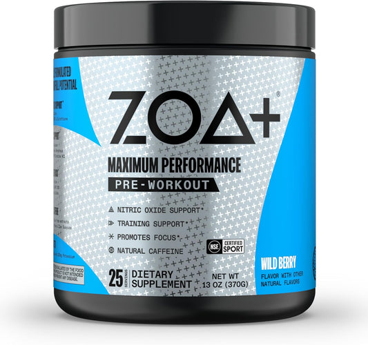 NSF Certified Zero Sugar Wild Berry Pre Workout Powder with Electrolytes, Creatine, Beta Alanine, Ginkgo Biloba, 200mg Caffeine - 25 Servings