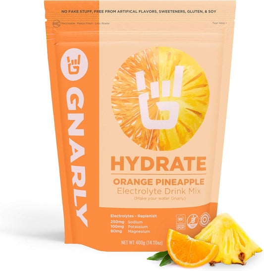 NSF Sport Certified Electrolyte Powder Drink Mix for Exercise Hydration - Orange Pineapple - 14.10 oz