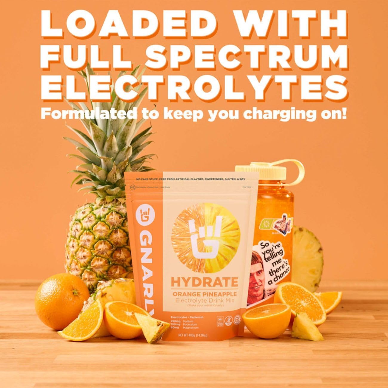 NSF Sport Certified Electrolyte Powder Drink Mix for Exercise Hydration - Orange Pineapple - 14.10 oz