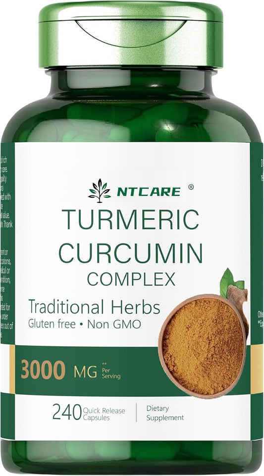 NTCARE Turmeric Curcumin with Black Pepper 3000mg - Joint Support Supplement 240 Capsules - Turmeric Complex Non-GMO Gluten Free