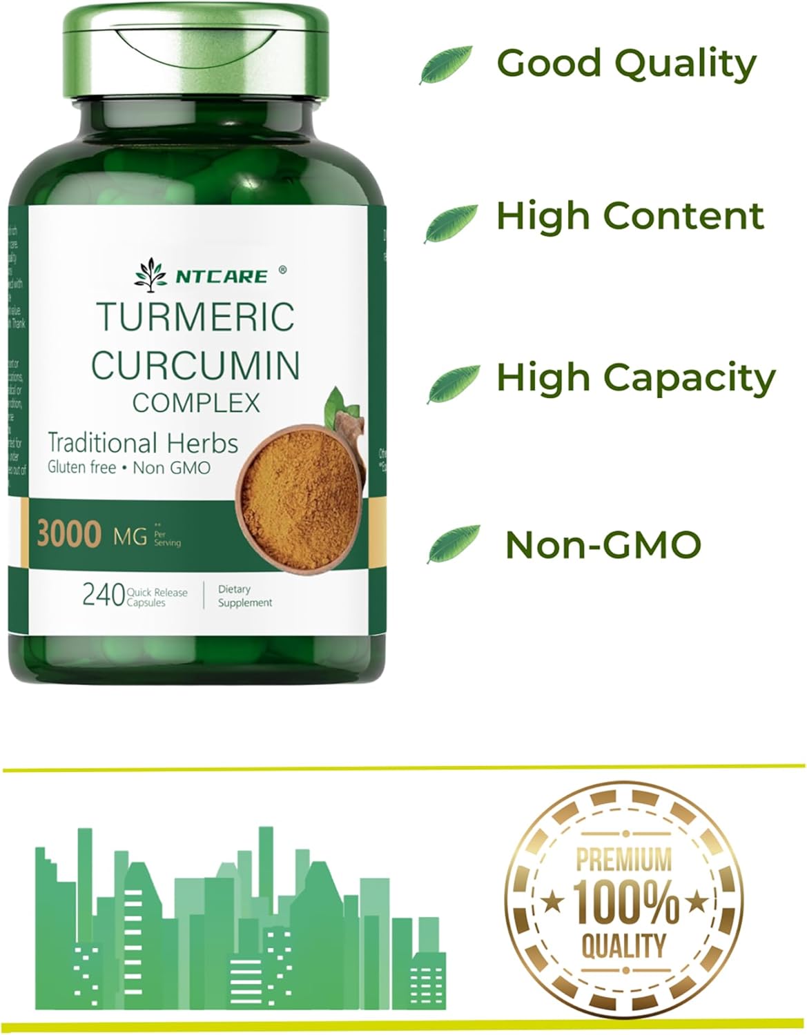NTCARE Turmeric Curcumin with Black Pepper 3000mg - Joint Support Supplement 240 Capsules - Turmeric Complex Non-GMO Gluten Free