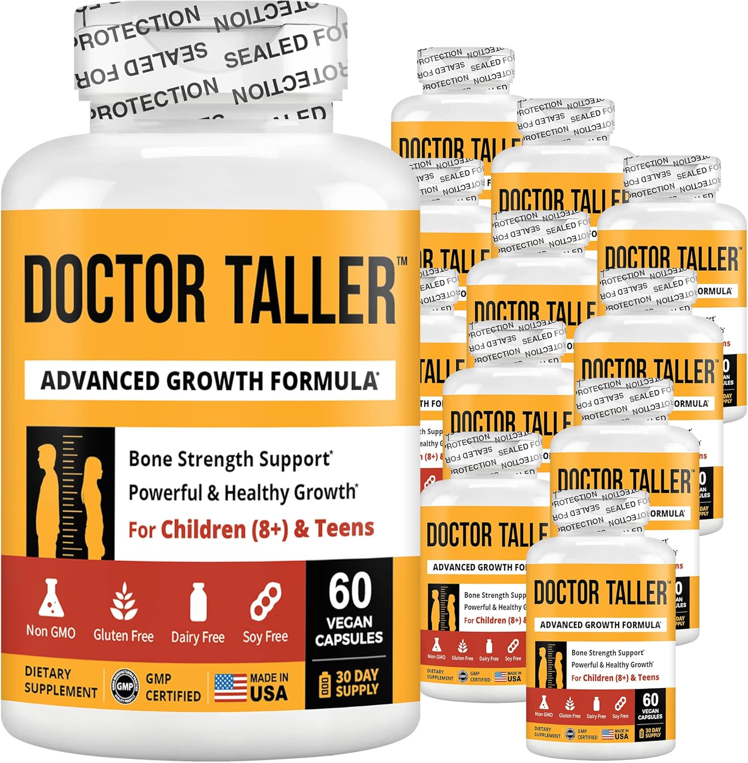 NuBest Doctor Taller - Growth Formula for Kids - Supports Height & Immunity - Keto with Calcium, Vitamin D3, K2, Amino Acids & Herbs - 12 Pack | 12 Month Supply