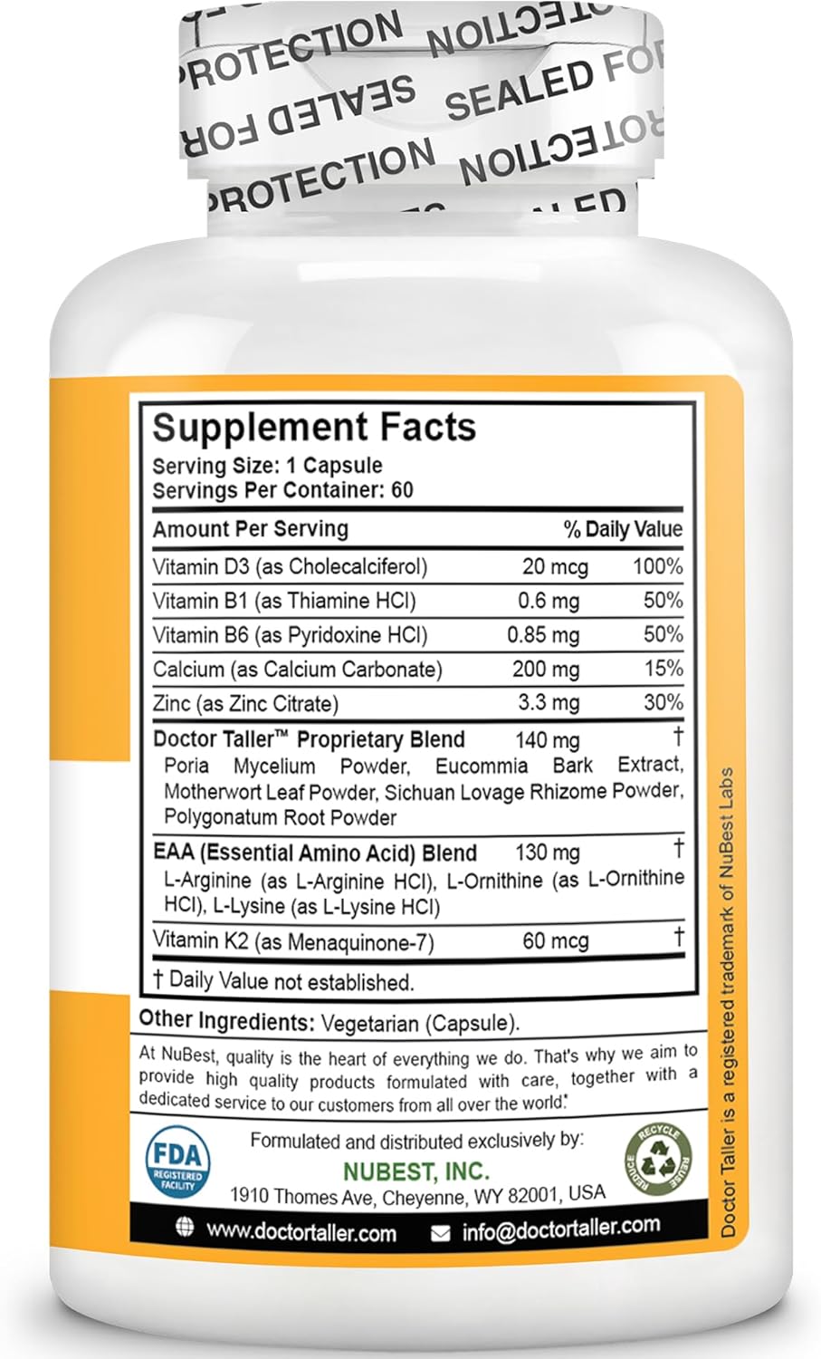 NuBest Doctor Taller - Vegan Bone Strength Support for Kids (8+)