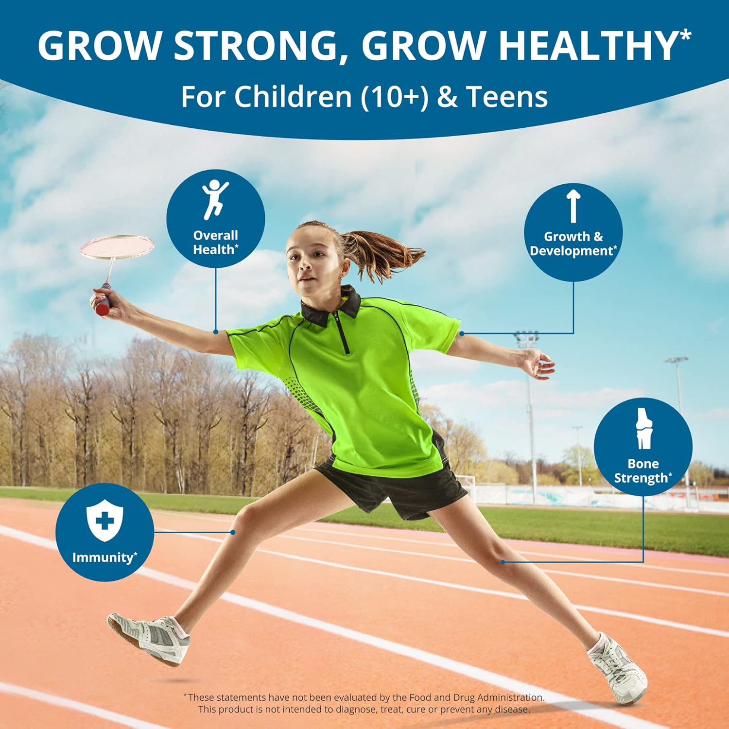 NuBest Grow Power Height Growth Supplement - Supports Height Growth for Ages 10+ & Teens - Grow Taller with Calcium, Vitamin D3, Phosphorus, Magnesium, Zinc - 6 Pack
