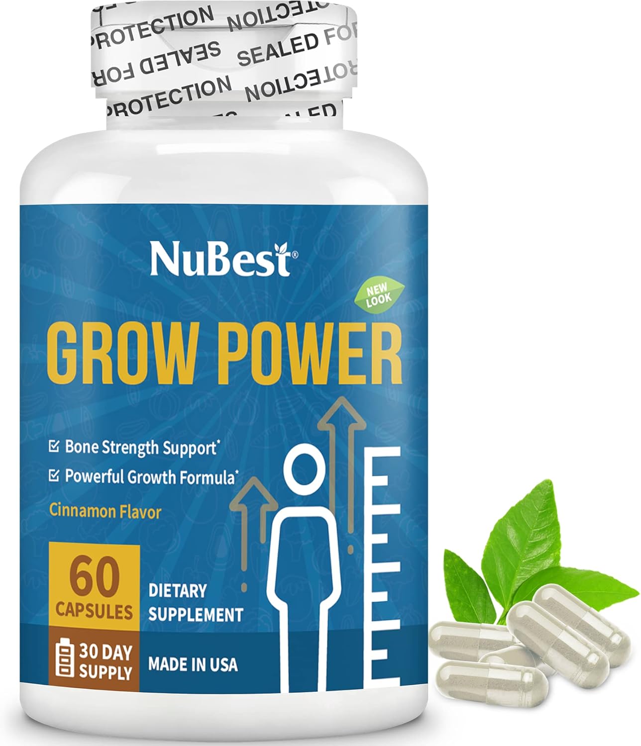 NuBest Grow Power Height Growth Supplement - Supports Height Growth for Ages 10+ & Teens - Grow Taller with Calcium, Vitamin D3, Phosphorus, Magnesium, Zinc - 6 Pack