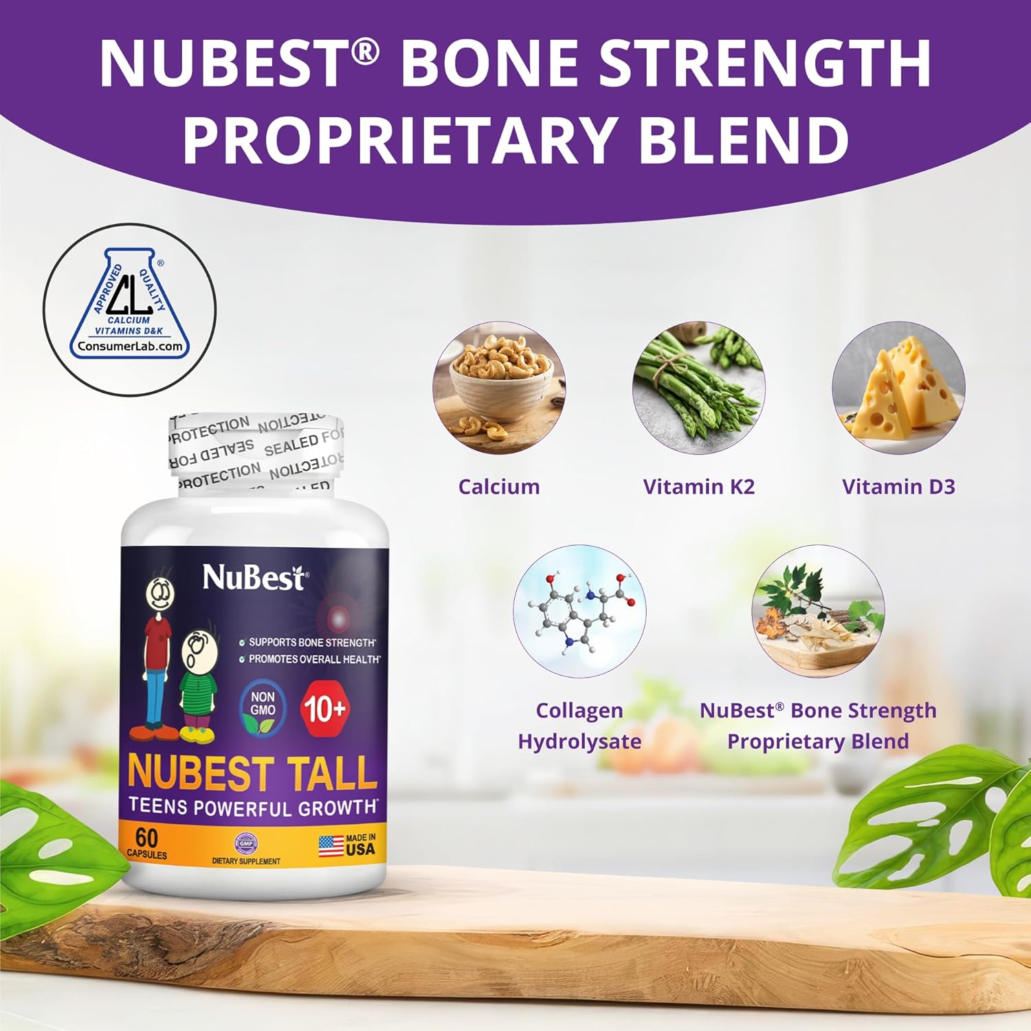 NuBest Tall 10+ Bone Strength Formula for Children & Teens Who Drink Milk - Supports Immunity & Wellness - 2 Pack, 2 Months Supply