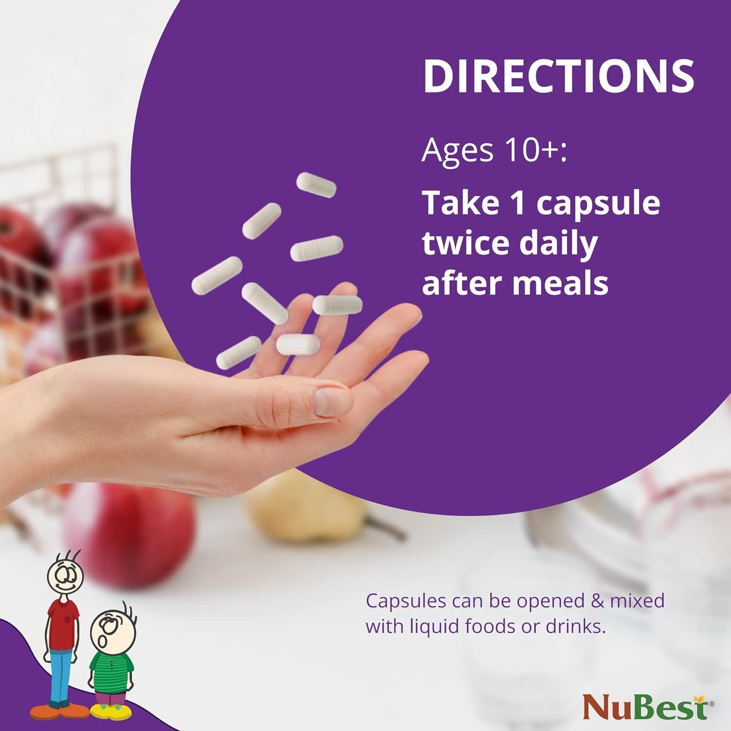 NuBest Tall 10+ Bone Strength Formula for Kids - Immunity Boost with Calcium, Vitamin D3, K2, and Multivitamins - 60 Capsules
