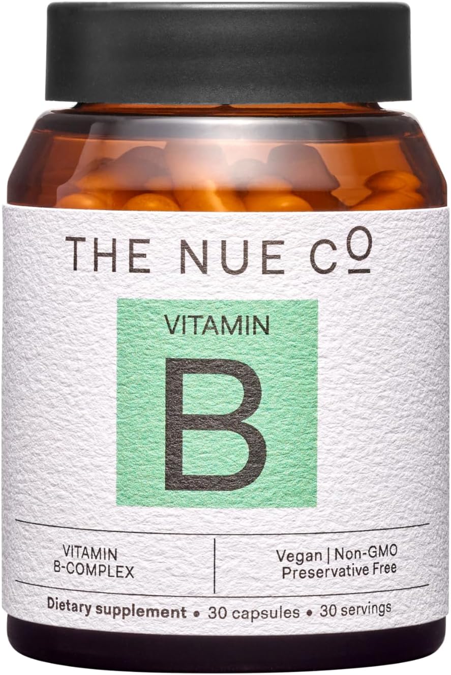 Nue Co. Vegan Vitamin B Supplement for Energy, Skin, and Hair - Gluten Free - 30 Capsules