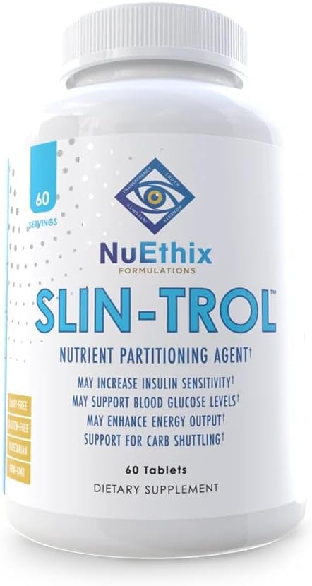 NuEthix Formulations SLIN-Trol Glucose Disposal Pills - Nutrient Partitioning with Chromium & Glycine - Carb Absorption Supplement - Non-GMO - 60 Servings