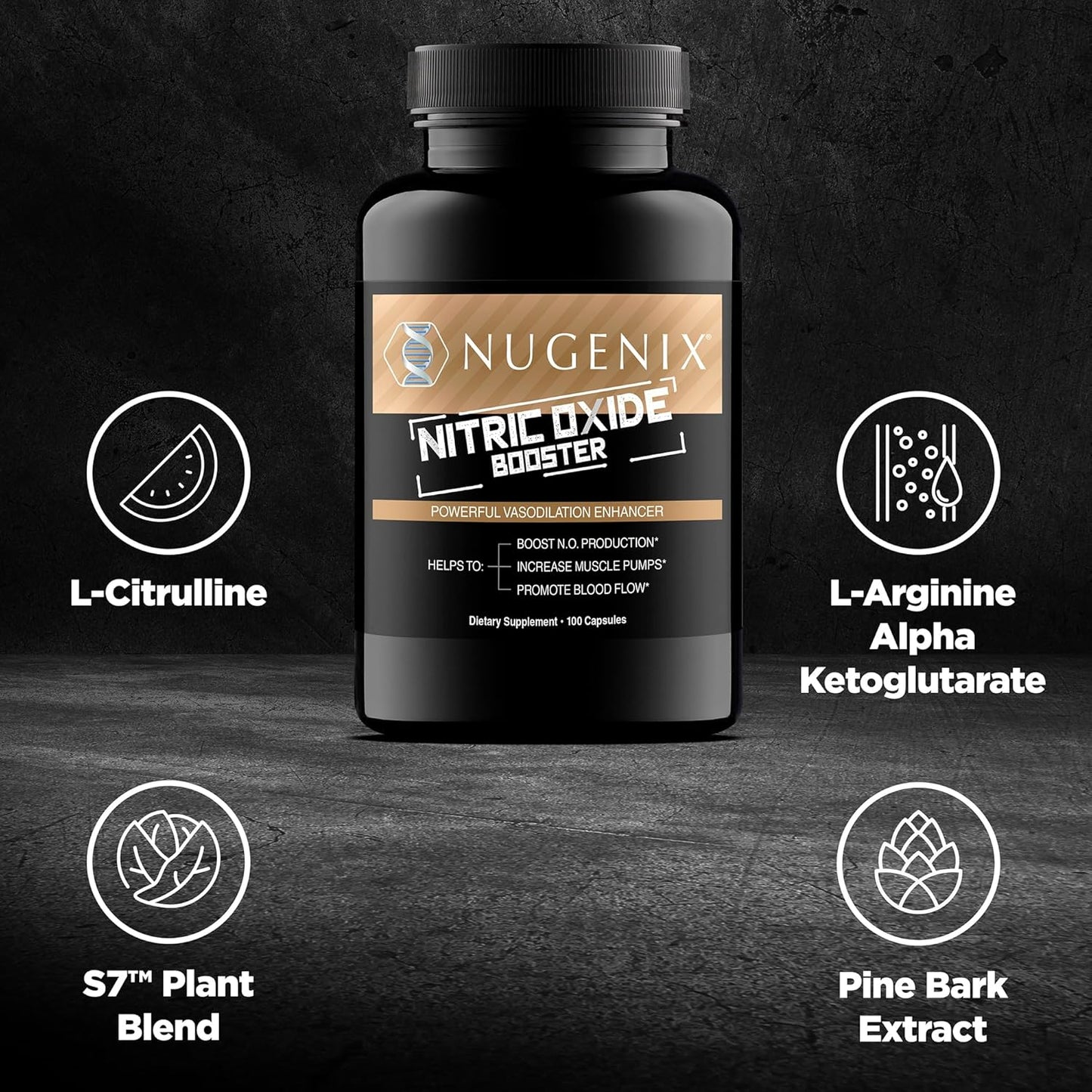 Nugenix Nitric Oxide Booster Supplement - Enhanced Blood Flow Formula with L-Arginine, L-Citrulline, and Pine Bark Extract - 200 Capsules