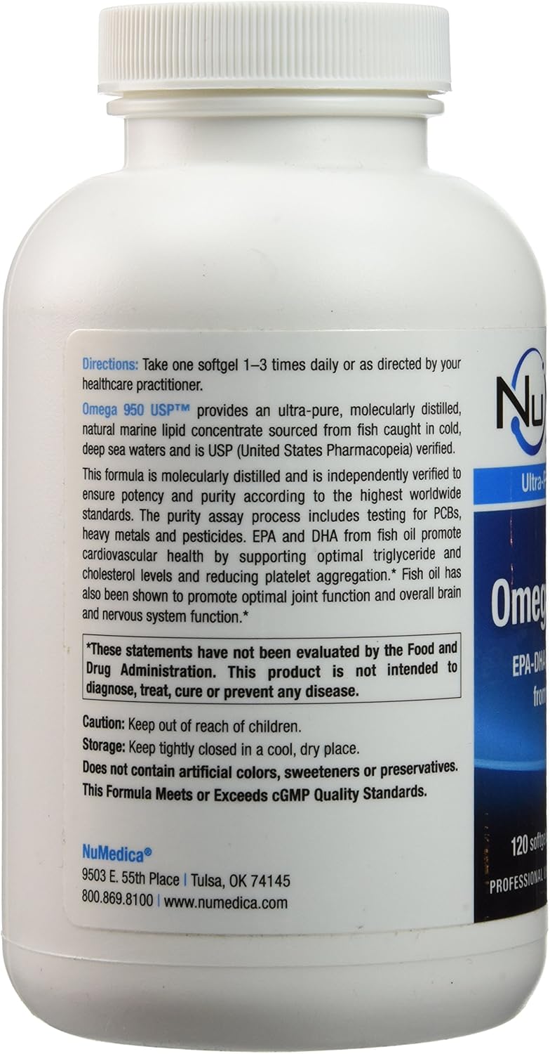 Numedica Omega 950 Softgels - 120 Count Omega-3 Supplement for Heart Health and Joint Support