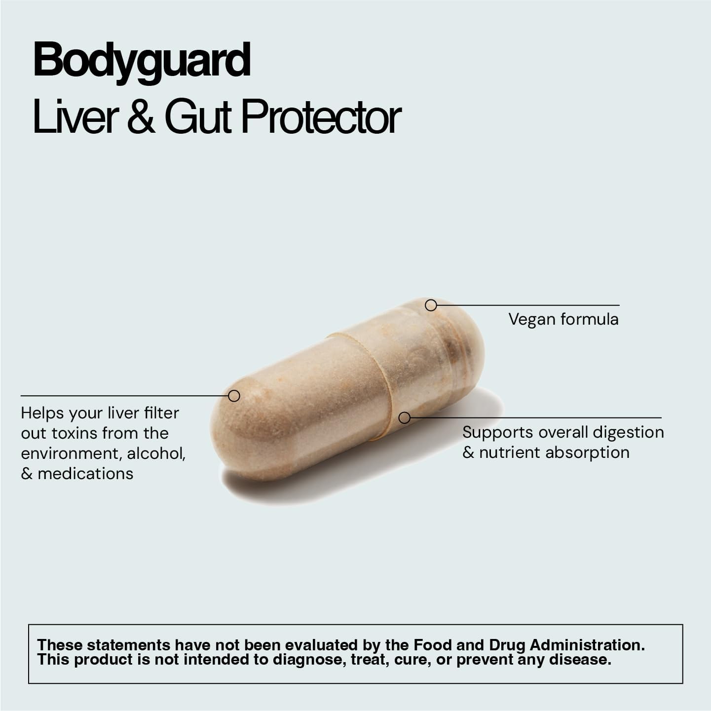 Nunchi Bodyguard Liver & Gut Protector Supplement - Antioxidant & Hangover Aid - Asian Glow Support - Gluten Free - USA Made - 60 Vegan Capsules