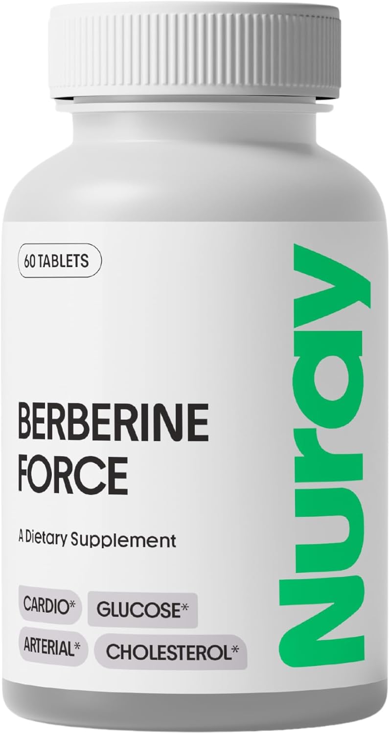 Nuray Berberine Force Capsules - Promotes Cognitive, Gastrointestinal, Cardiovascular Health, Boosts Metabolism - 60 Count - 500mg with Folate, R-Alpha Lipoic Acid