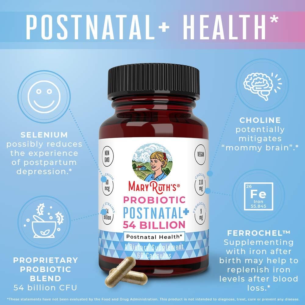 Nursing Probiotic Capsules for Breastfeeding Women | Postnatal Formula with Vitamins, Minerals, & Antioxidants | 54 Billion CFU | Non-GMO & Vegan | 30 Servings