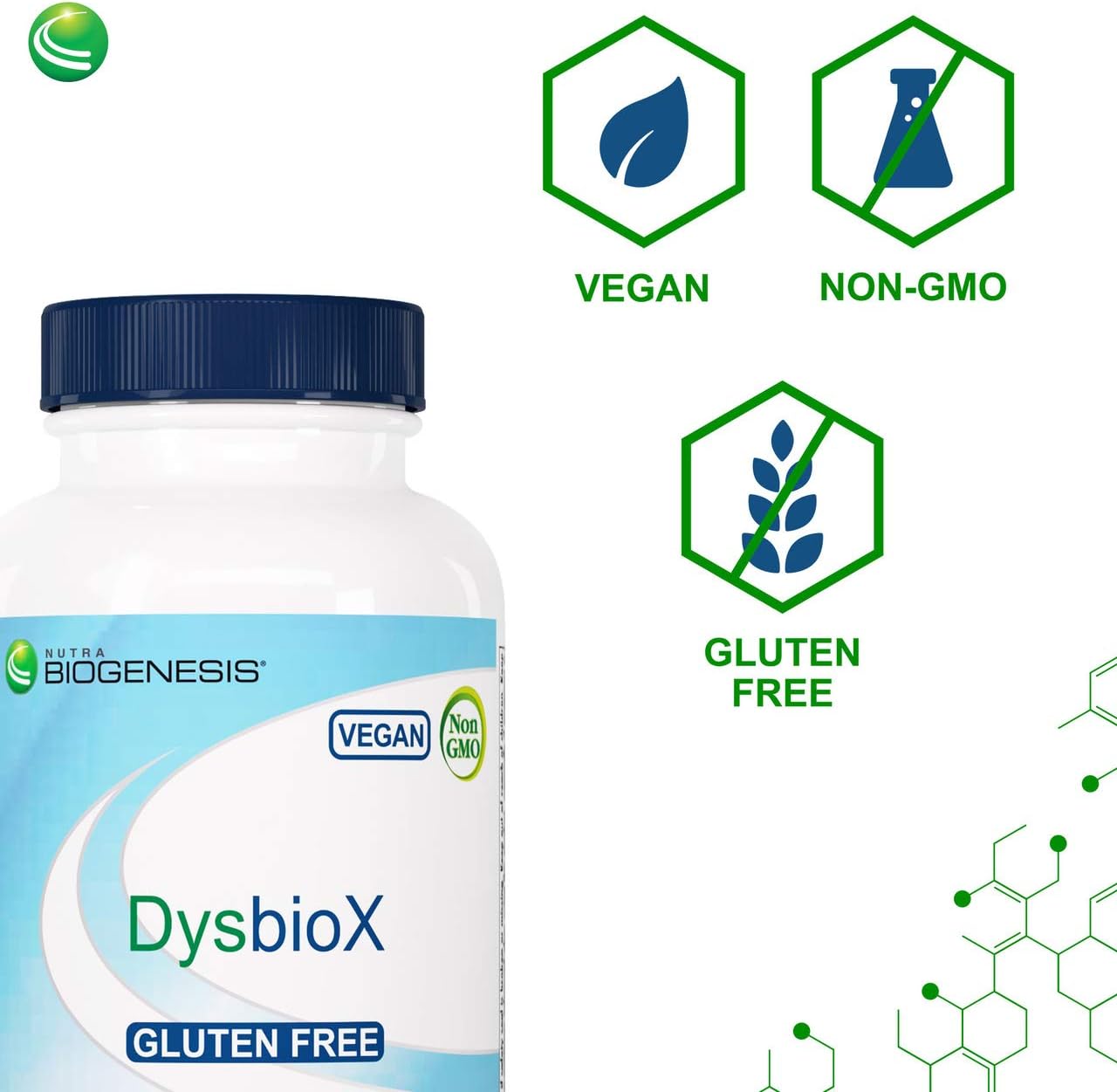 Nutra BioGenesis DysbioX Capsules - Intestinal Support Supplement - Vegan, Gluten Free, Non-GMO - 60 Count