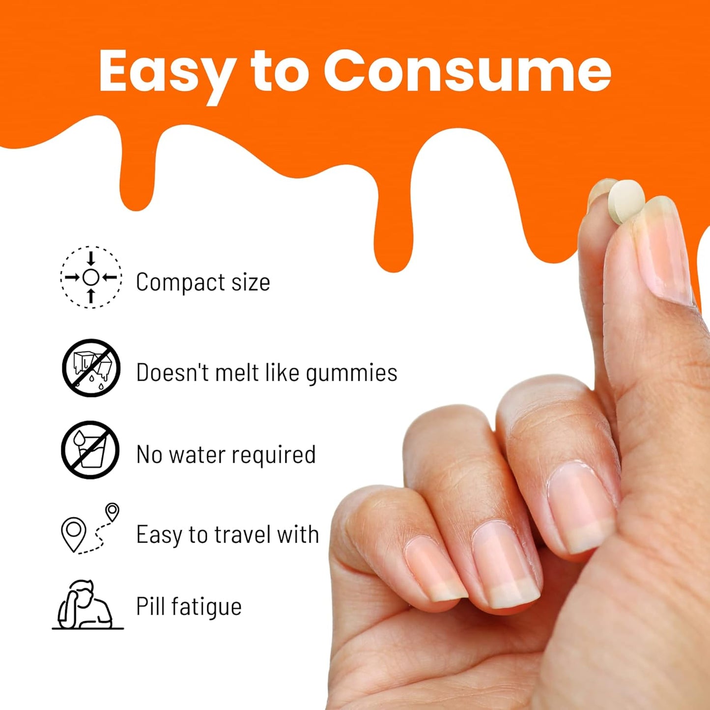 Nutra Meltz 250mg Vitamin C Tablets - Boosts Immune System, Supports Bone Health, Quick Dissolve Orange Flavor - 60 Tablets