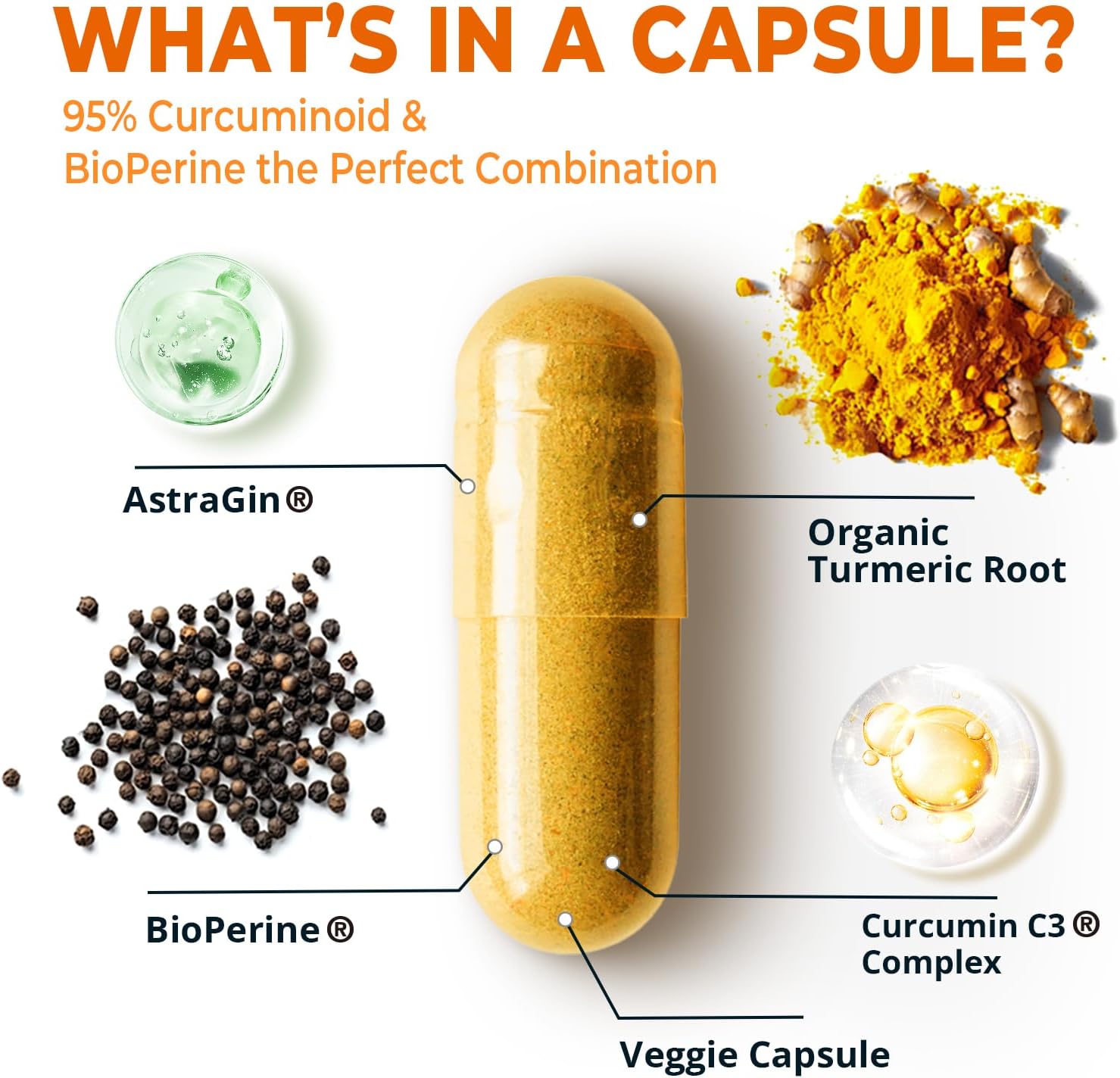 Nutra Turmeric Curcumin 1400mg with BioPerine for Joint Support - 95% Standardized Curcuminoids, Max Absorption, Non GMO - 120 Capsules
