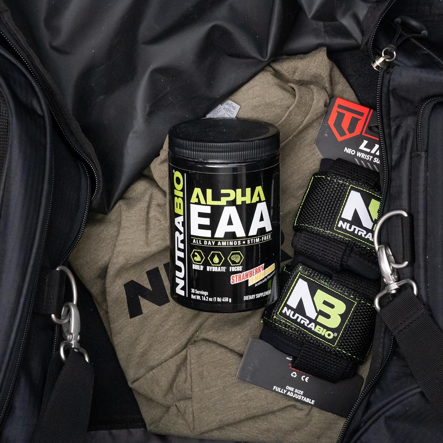 NutraBio Alpha EAA Amino Acid Supplement for Muscle Growth - Full Spectrum BCAA Powder - 30 Servings - Strawberry Lemon Flavor