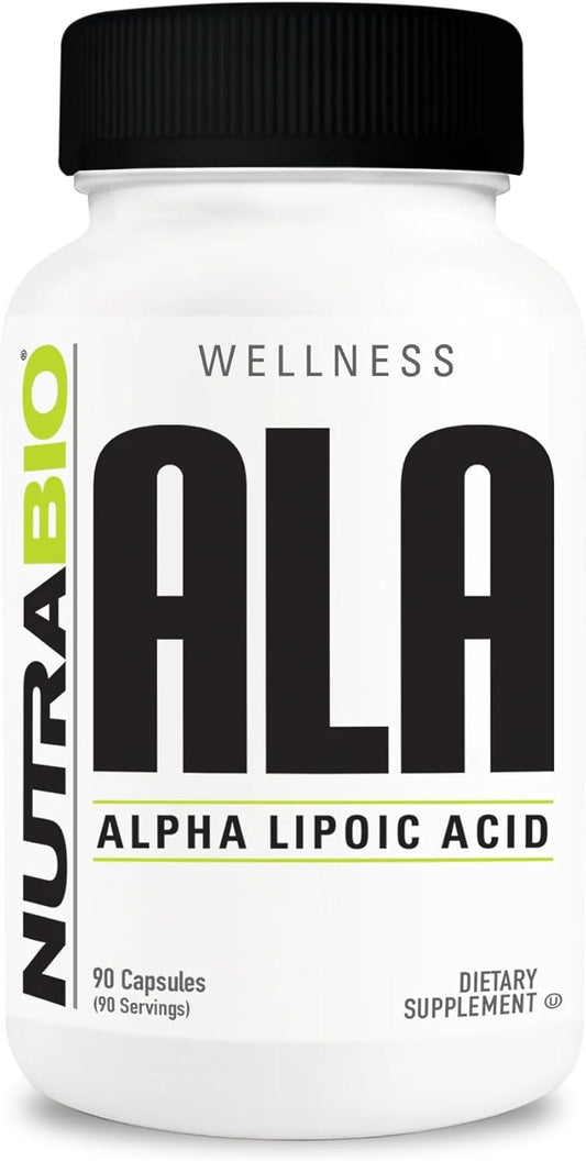 NutraBio Alpha Lipoic Acid (ALA) 300mg Supplement - Promotes Antioxidant Health, Energy Production, and Wellness - 90 Capsules