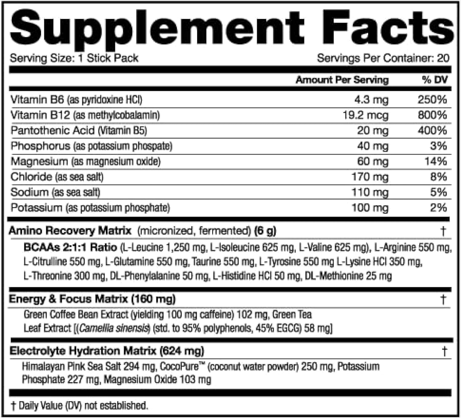 NutraBio Amino Kick Variety Pack - All-in-One Performance Formula for Energy, Hydration, and Recovery with 6g Amino Acids - 20 Servings for Muscle Building Support