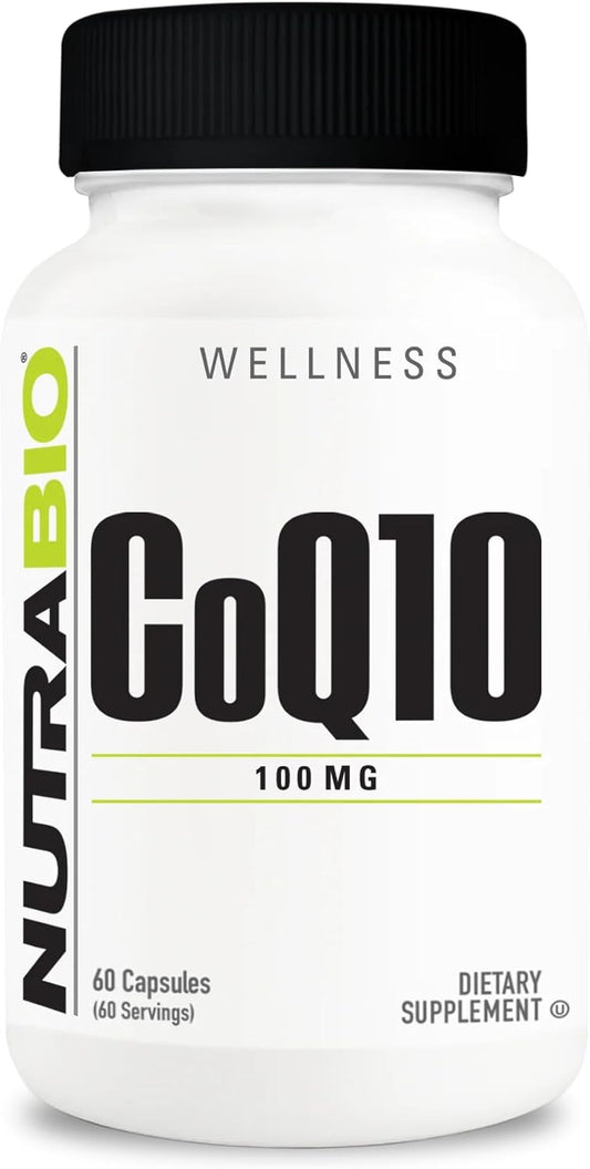 NutraBio CoQ10 Supplement for Heart Health & Energy, 100mg - 60 Capsules