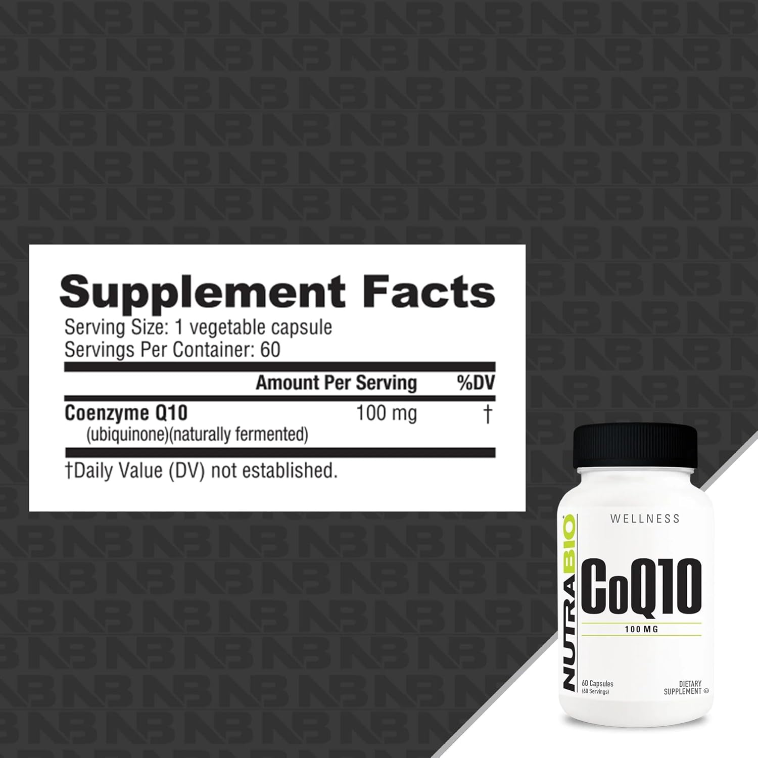 NutraBio CoQ10 Supplement for Heart Health & Energy, 100mg - 60 Capsules