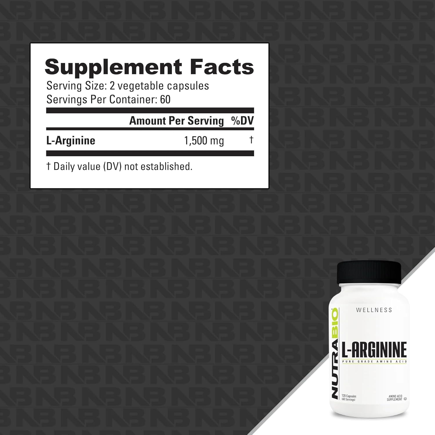 NutraBio L-Arginine 750mg Supplement - Supports Blood Flow & Muscle Growth - Nitric Oxide Precursor - 120 Capsules for Men and Women