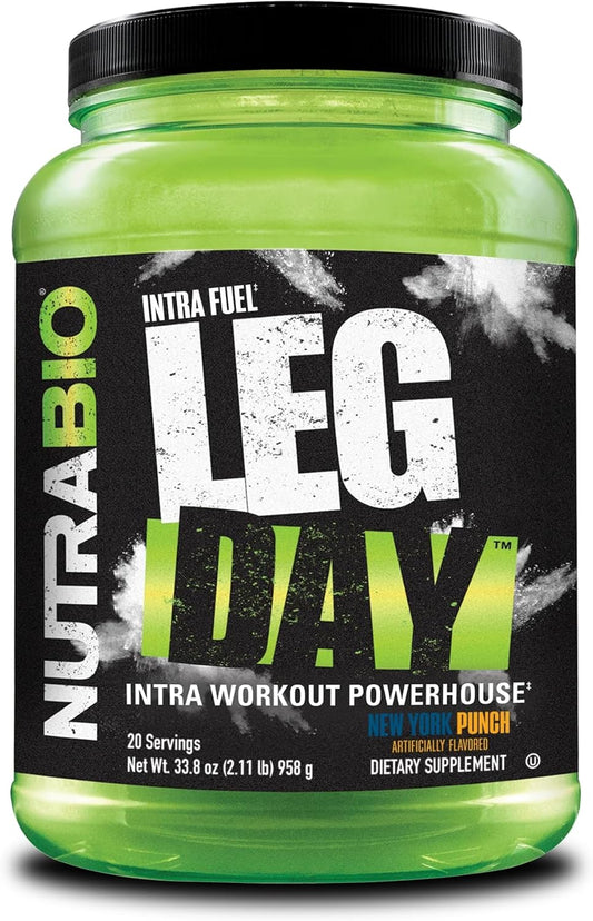 NutraBio Leg Day Intra Carb Supplement - Carbohydrate & Amino Acid Formula with Electrolytes - Recovery & Performance Drink, New York Punch, 20 Servings