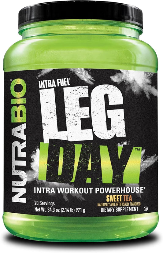 NutraBio Leg Day Intra Carb Supplement - Sweet Tea Flavor - 20 Servings - Enhanced Electrolyte Blend for Recovery and Performance