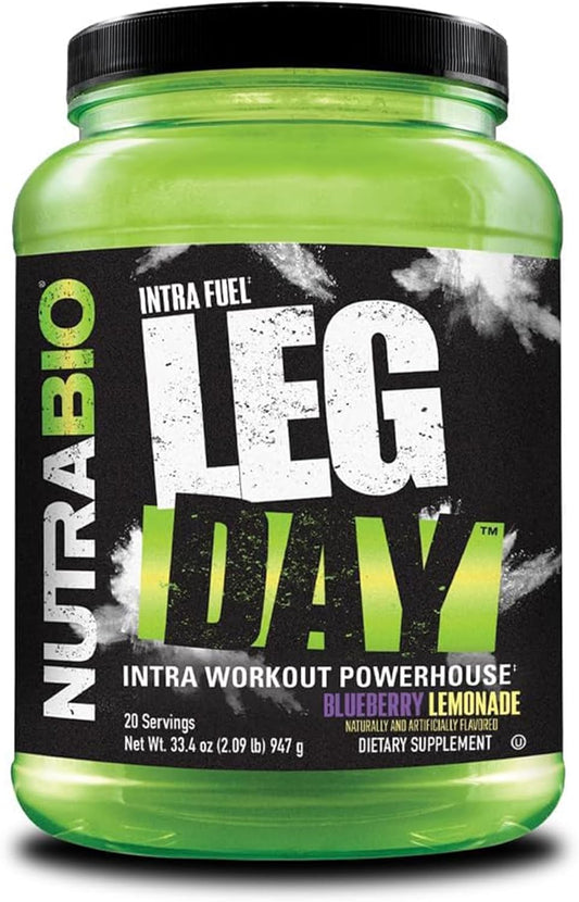 NutraBio Leg Day Intra Carb Supplement Blueberry Lemonade - Advanced Carbohydrate & Amino Acid Formula - Electrolyte Blend - 20 Servings