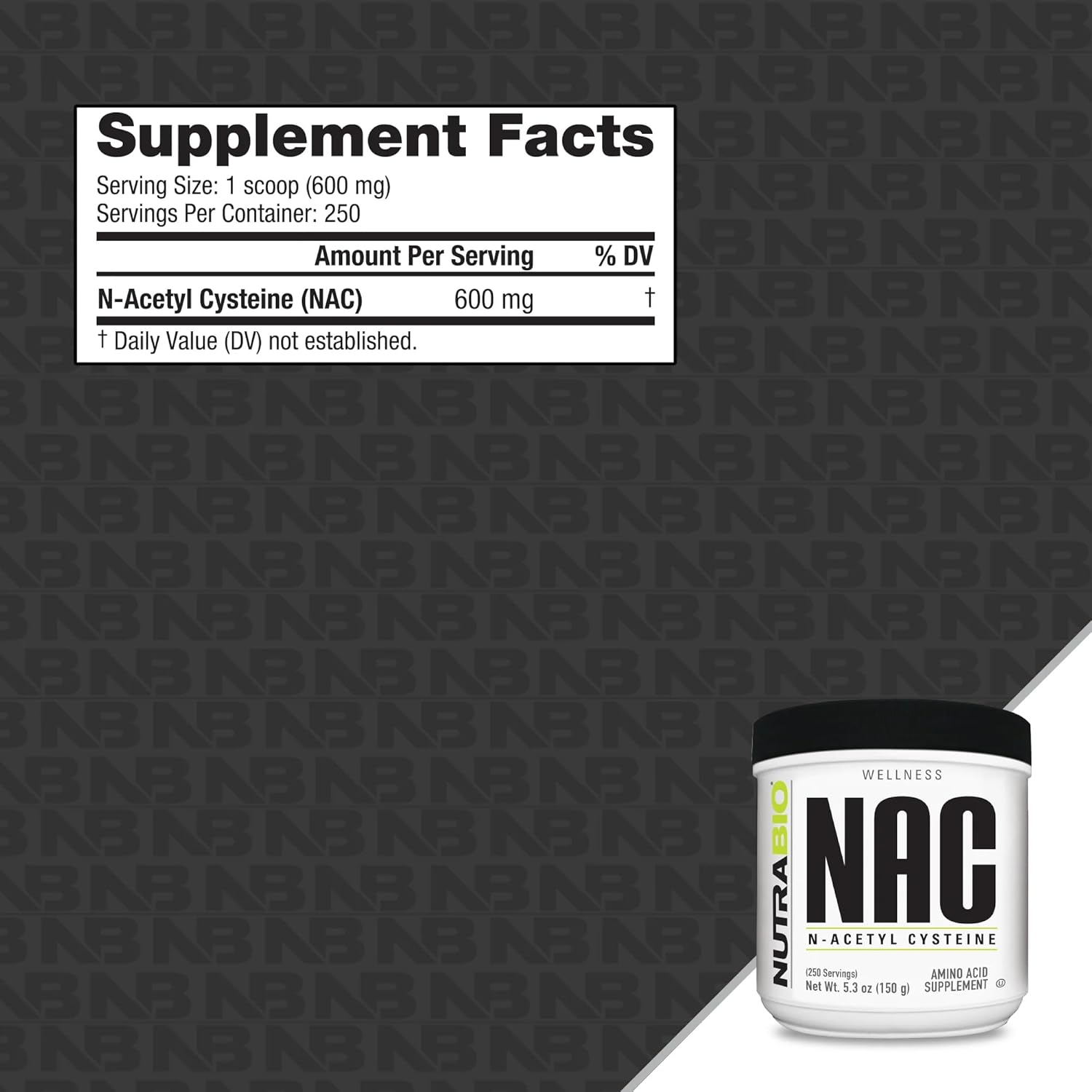 NutraBio N-Acetyl Cysteine (NAC) Powder Supplement - 150g, 600mg Serving - Immune Support, Antioxidant - Non-GMO, Gluten-Free, No Fillers