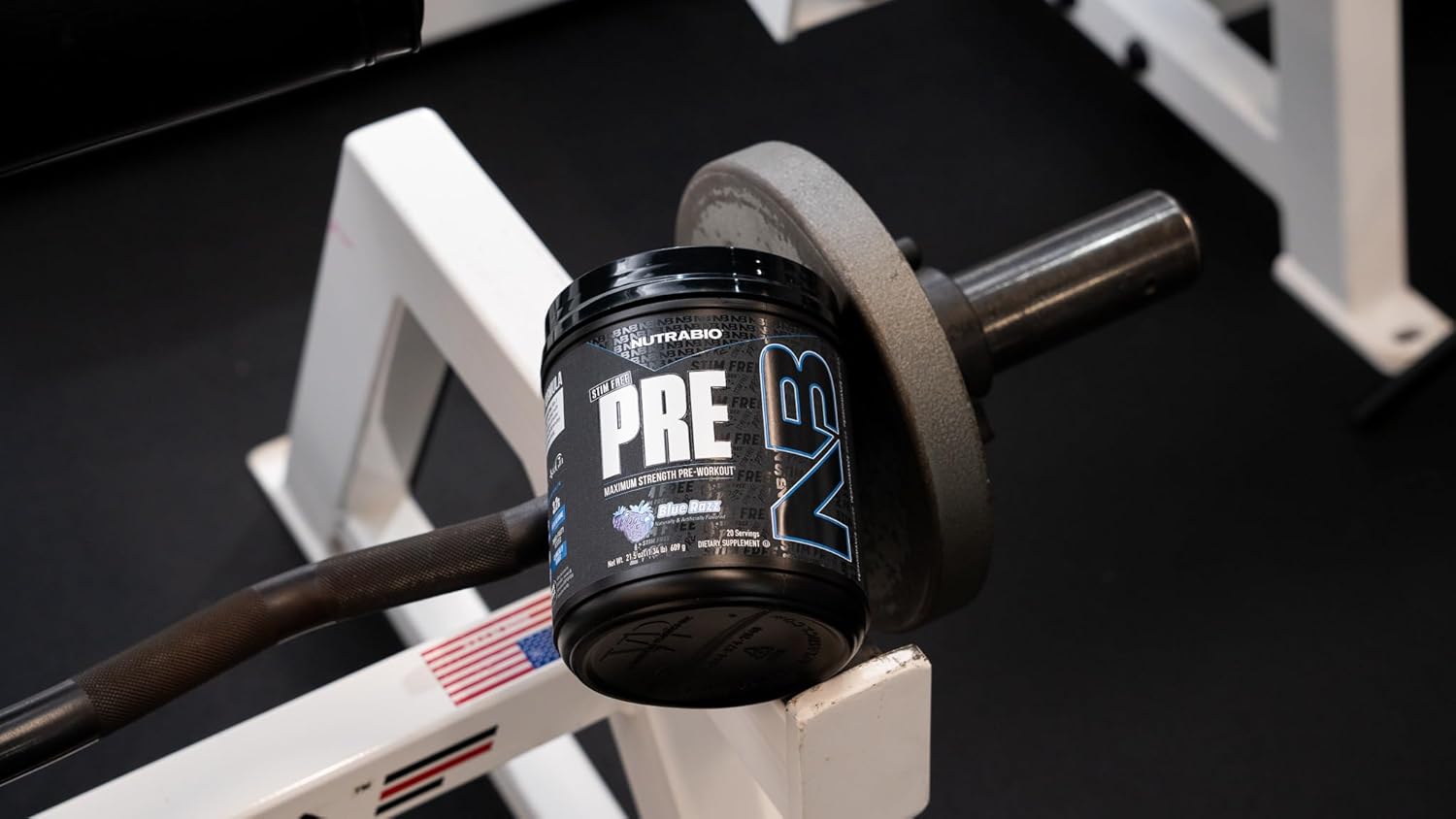 NutraBio STIM-Free PRE Workout for Men - Enhanced Formula for Laser Focus and Extreme Pumps - 20 Servings Blue Razz