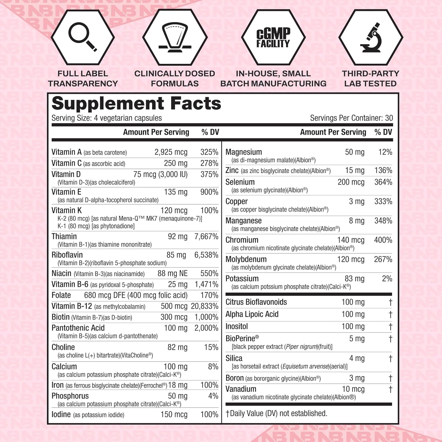 NutraBio Women's Multisport Multivitamin - 33 Vitamins, Minerals, Antioxidants - Peak Athletic Performance & Energy Support - 120 Capsules