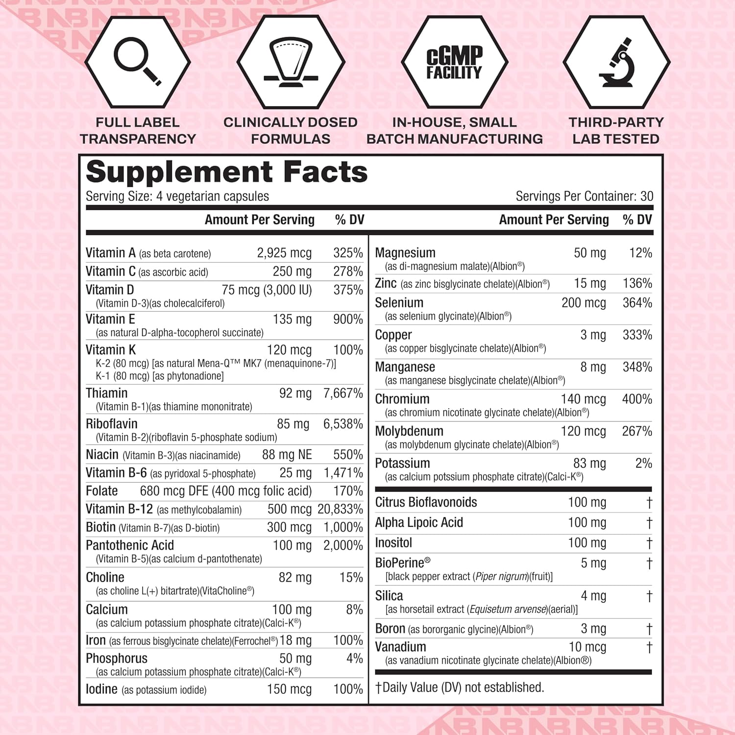 NutraBio Women's Multisport Multivitamin - 33 Vitamins, Minerals, Antioxidants - Peak Athletic Performance & Energy Support - 120 Capsules