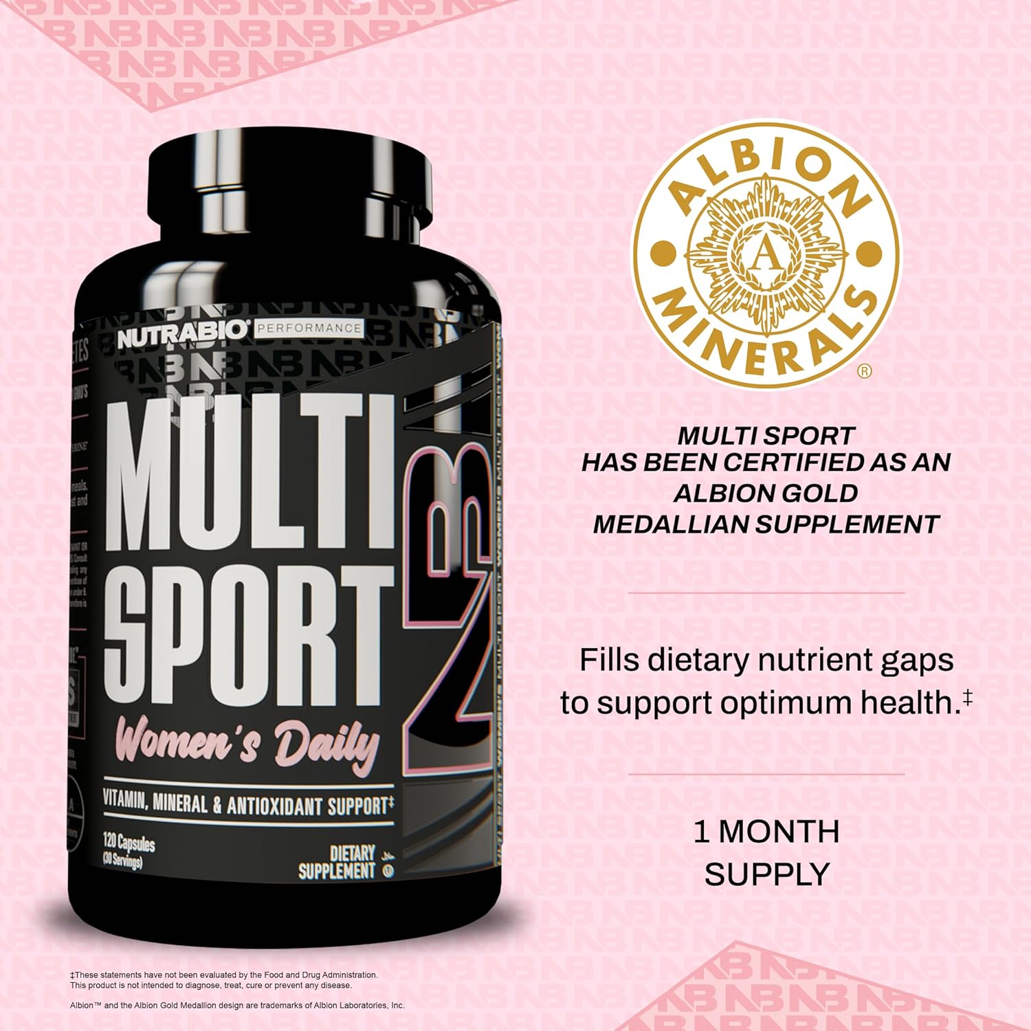 NutraBio Women's Multisport Multivitamin - 33 Vitamins, Minerals, Antioxidants - Peak Athletic Performance & Energy Support - 120 Capsules
