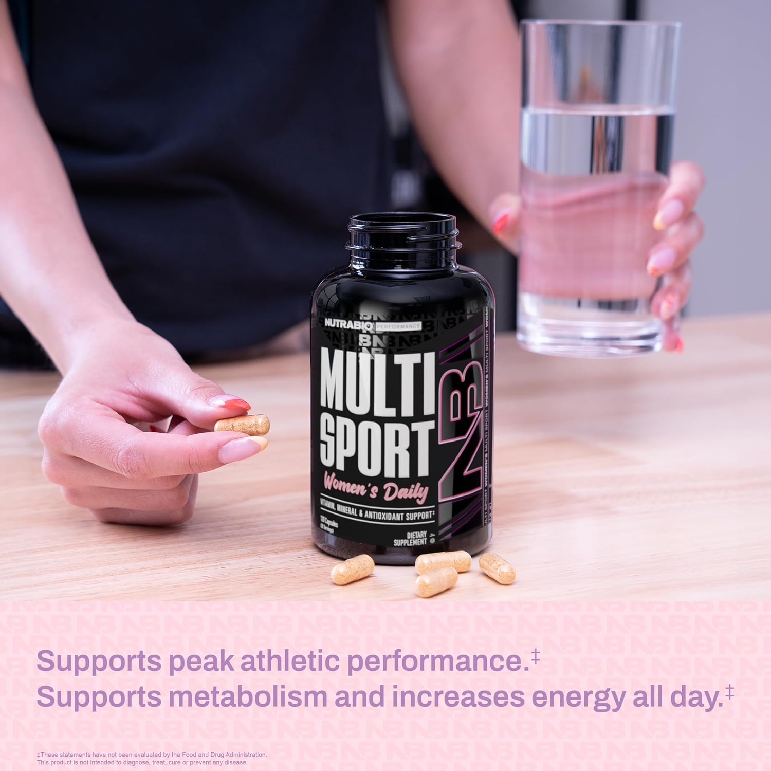 NutraBio Women's Multisport Multivitamin - 33 Vitamins, Minerals, Antioxidants - Peak Athletic Performance & Energy Support - 120 Capsules