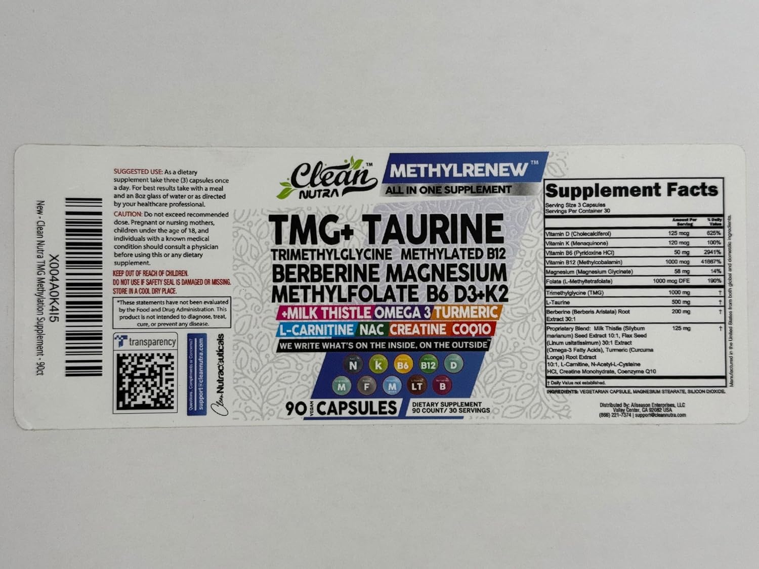 Nutraceutical Methylated Multivitamin for Women and Men with TMG, B6, B12, D3, K2, Magnesium, Methylfolate, Milk Thistle, Omega 3, Turmeric, NAC, L Carnitine, Creatine, COQ10, B Complex - Capsules